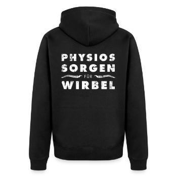 Physiotherapie Ausbildung Spruch Krankengymnastik - Unisex Premium Bio Zip Hoodie - Schwarz - Hinten - Nico (187cm)