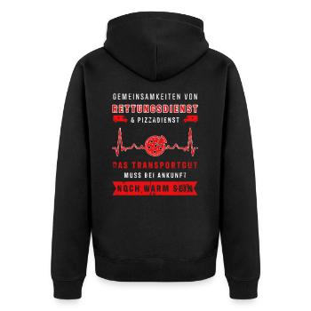 Sani Rettungssanitäter Rettungsdienst Pizza - Unisex Premium Bio Zip Hoodie - Schwarz - Hinten - Nico (187cm)