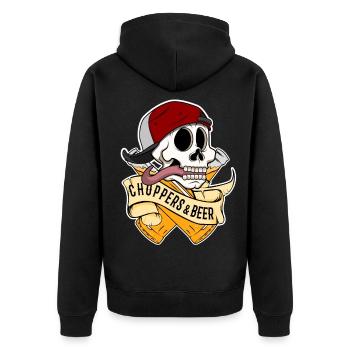 Choppers and Beer - Unisex Premium Bio Zip Hoodie - Schwarz - Hinten - Nico (187cm)