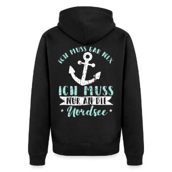 Küstenkind Norddeutschland Ostsee Nordsee Geschenk - Unisex Premium Bio Zip Hoodie - Schwarz - Hinten - Nico (187cm)