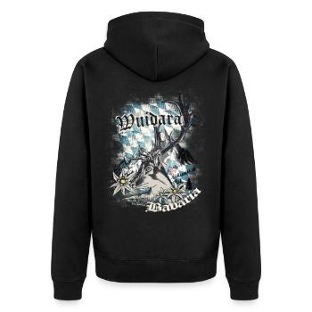 Bayern Wilderer - Unisex Premium Bio Zip Hoodie - Schwarz - Hinten - Nico (187cm)