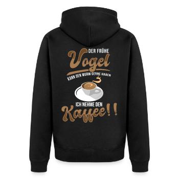 Lustige Kaffee Sprüche Sarkasmus Ironie Geschenk - Unisex Premium Bio Zip Hoodie - Schwarz - Hinten - Nico (187cm)