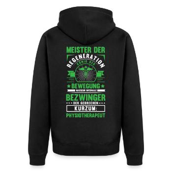 Lustig Physios Physiotherapeut Spruch Geschenk - Unisex Premium Bio Zip Hoodie - Schwarz - Hinten - Nico (187cm)