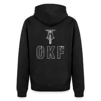 Mofa Mofaroller Mokick OKM Roller - Unisex Premium Bio Zip Hoodie - Schwarz - Hinten - Nico (187cm)