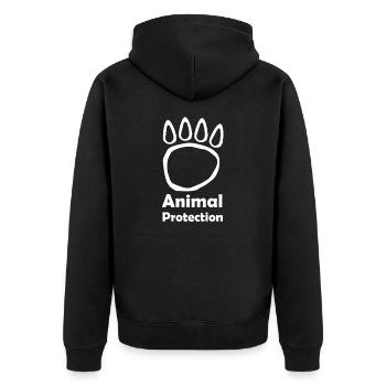 Tierschutz - Unisex Premium Bio Zip Hoodie - Schwarz - Hinten - Nico (187cm)