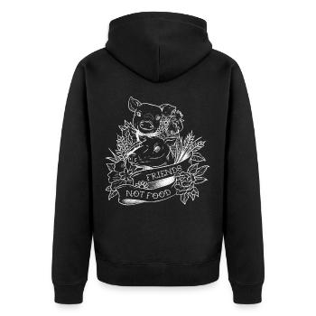 Friends not Food - Unisex Premium Bio Zip Hoodie - Schwarz - Hinten - Nico (187cm)