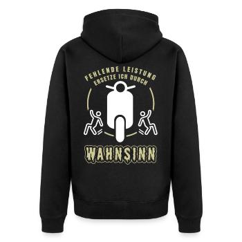 Witziger Roller Spruch Rollerfahrer Zweirad - Unisex Premium Bio Zip Hoodie - Schwarz - Hinten - Nico (187cm)