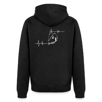 Father son / daughter EKG heart line 2 hearts - Unisex Premium Organic Zip Hoodie - black - Back - Nico (187cm)