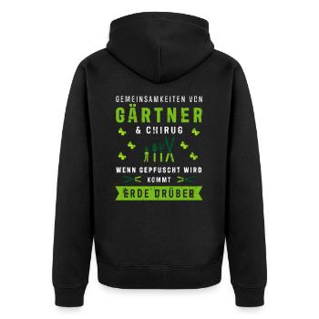 Lustiger Gärtner Spruch Kleingartenverein Garten - Unisex Premium Bio Zip Hoodie - Schwarz - Hinten - Nico (187cm)