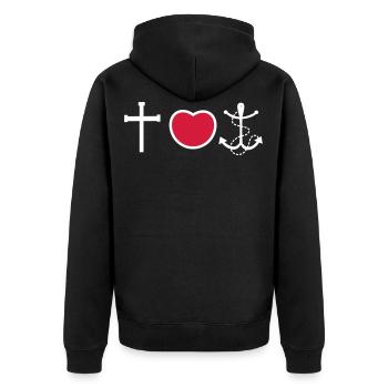 Foi amour espoir - Veste à capuche bio Premium Unisexe - noir - Dos - Nico (187cm)
