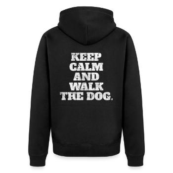 Gardez votre calme et promenez le chien chien en disant cadeau - Veste à capuche bio Premium Unisexe - noir - Dos - Nico (187cm)
