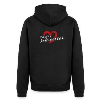 Busenfreundin Beste Freundin Lästerschwester BFF - Unisex Premium Bio Zip Hoodie - Schwarz - Hinten - Nico (187cm)