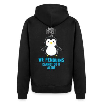 Pinguin - Unisex Premium Bio Zip Hoodie - Schwarz - Hinten - Nico (187cm)