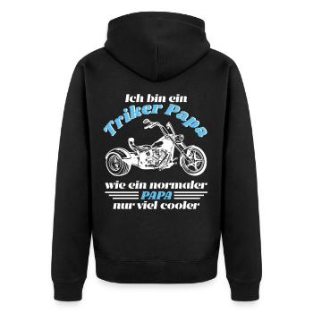 Triker Papa - Unisex Premium Bio Zip Hoodie - Schwarz - Hinten - Nico (187cm)