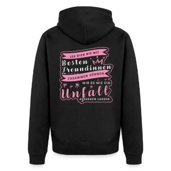 Beste Freundinnen Partnerlook für zwei Sarkasmus - Unisex Premium Bio Zip Hoodie - Schwarz - Hinten - Nico (187cm)