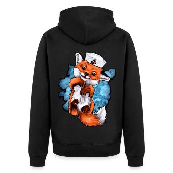 Renard maritime illustration | Yolo-Artwork - Veste à capuche bio Premium Unisexe - noir - Dos - Nico (187cm)