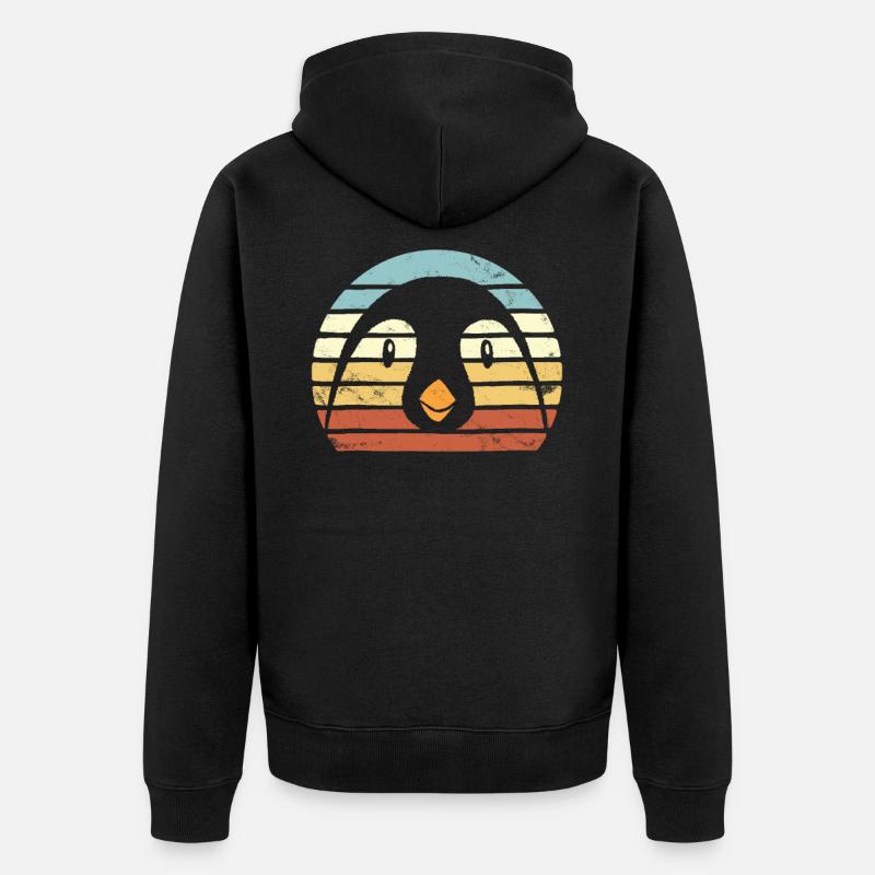 Pingouin rétro disant pingouins - Veste à capuche bio Premium Unisexe - noir