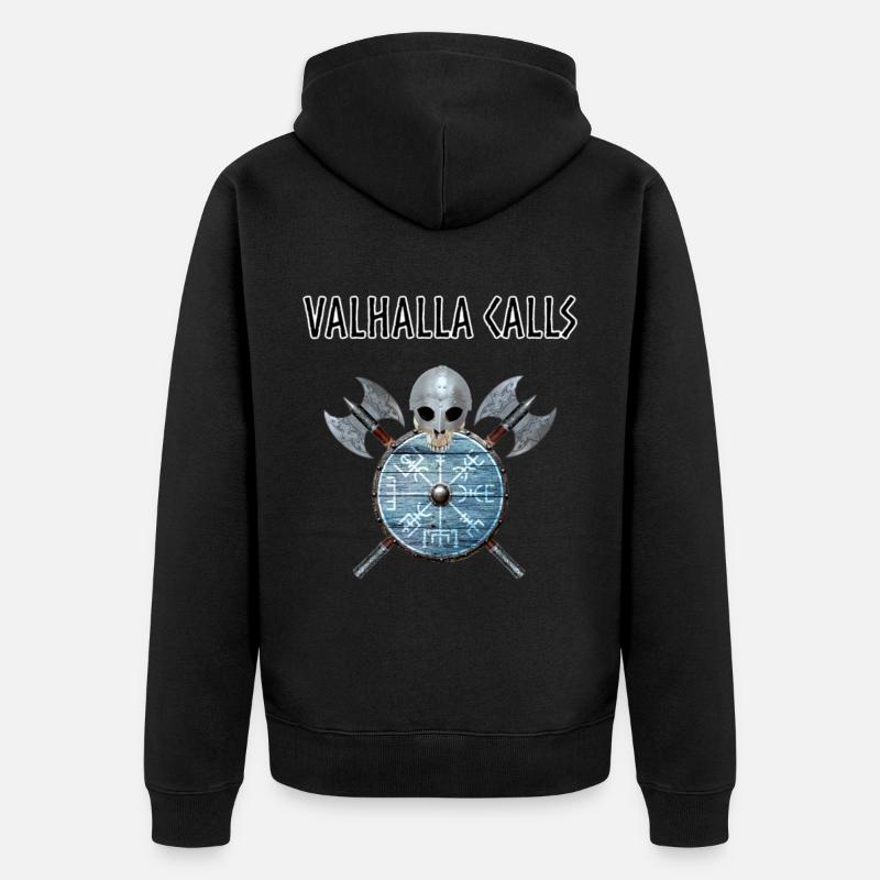 Valhalla ruft an - Unisex Premium Bio Zip Hoodie - Schwarz