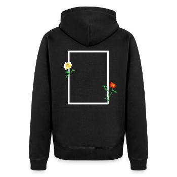 Cadre blanc à décor floral - Veste à capuche bio Premium Unisexe - noir - Dos - Nico (187cm)