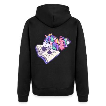 One More Chapter Einhorn Pferd Unicorn - Unisex Premium Bio Zip Hoodie - Schwarz - Hinten - Nico (187cm)