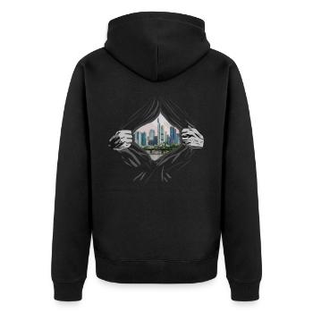 Francfort - Veste à capuche bio Premium Unisexe - noir - Dos - Nico (187cm)