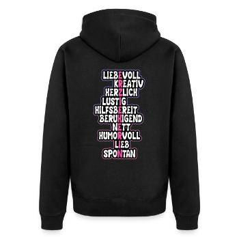 Lustiges Erzieherin Kinder Kindergarten Geschenk - Unisex Premium Bio Zip Hoodie - Schwarz - Hinten - Nico (187cm)