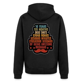 Lustig 10 Jahre Hochzeitstag Spruch Retro Geschenk - Unisex Premium Bio Zip Hoodie - Schwarz - Hinten - Nico (187cm)