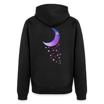 Crescent moon with stars Galaxy Gift - Unisex Premium Organic Zip Hoodie - black - Back - Nico (187cm)
