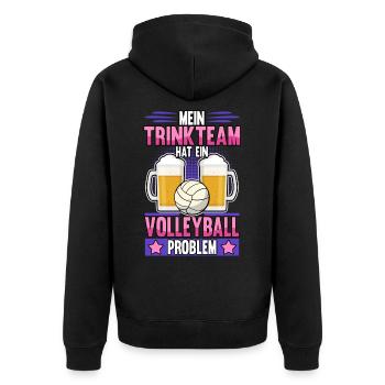 Volleyball Lustig Spruch Hobby Sport Geschenk Geek - Unisex Premium Bio Zip Hoodie - Schwarz - Hinten - Nico (187cm)