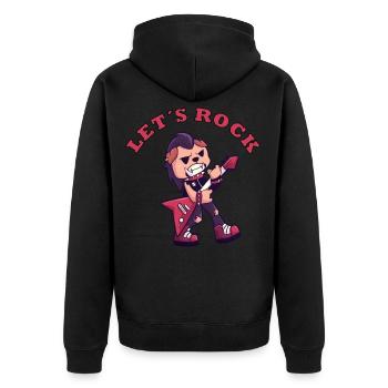 Let´s Rock Hund Metal Musik Geschenk - Unisex Premium Bio Zip Hoodie - Schwarz - Hinten - Nico (187cm)