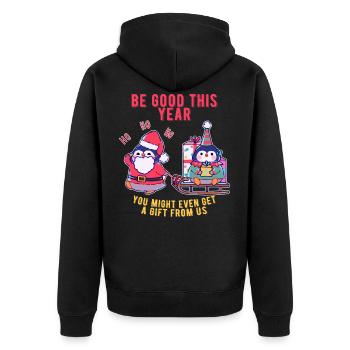Penguin brings Christmas presents - Unisex Premium Organic Zip Hoodie - black - Back - Nico (187cm)