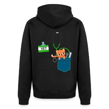 Hunde-Tierarzt - Tierarzt - Unisex Premium Bio Zip Hoodie - Schwarz - Hinten - Nico (187cm)