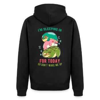 sleeping frog family - do not wake up - Unisex Premium Organic Zip Hoodie - black - Back - Nico (187cm)
