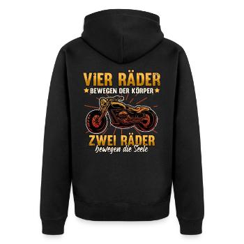 Lustig Motorrad Bike Geschenk Spruch Sarkastisch - Unisex Premium Bio Zip Hoodie - Schwarz - Hinten - Nico (187cm)