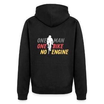Cyclisme - un homme un vélo sans moteur - Veste à capuche bio Premium Unisexe - noir - Dos - Nico (187cm)