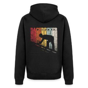 Couvreurs maître apprenti vintage disant cadeau - Veste à capuche bio Premium Unisexe - noir - Dos - Nico (187cm)