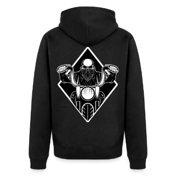 biker outlaw skull - Veste à capuche bio Premium Unisexe - noir - Dos - Nico (187cm)