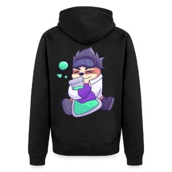 mad scientist sloth nerd - Unisex Premium Organic Zip Hoodie - black - Back - Nico (187cm)