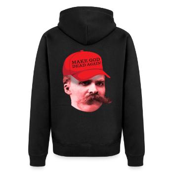 Nietzsche philosopher Make God Dead Again - Unisex Premium Organic Zip Hoodie - black - Back - Nico (187cm)