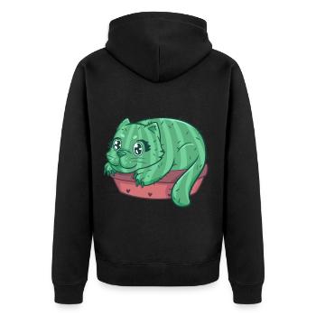 Catcus cat cactus kitten house tiger - Unisex Premium Organic Zip Hoodie - black - Back - Nico (187cm)