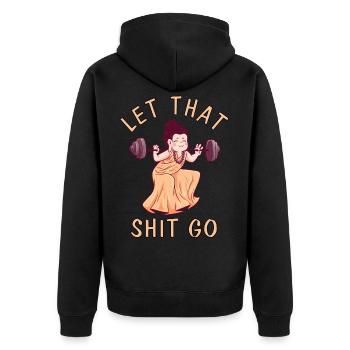 Let That Shit Go Buddha Gym Sport - Veste à capuche bio Premium Unisexe - noir - Dos - Nico (187cm)
