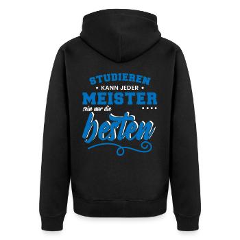 Lustig Kfz Meister Spruch Mechatroniker Geschenk - Unisex Premium Bio Zip Hoodie - Schwarz - Hinten - Nico (187cm)