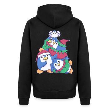 Sapin de Noël de la famille des pingouins de Noël - Veste à capuche bio Premium Unisexe - noir - Dos - Nico (187cm)