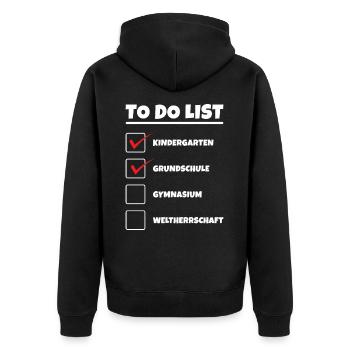 Lustig Grundschule Gymnasium Oberschule Geschenk - Unisex Premium Bio Zip Hoodie - Schwarz - Hinten - Nico (187cm)