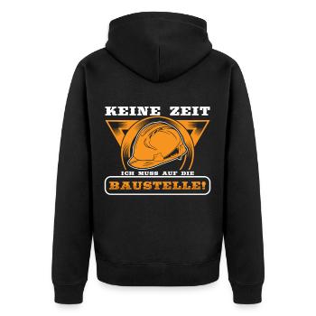 Bau Bauarbeiter Baumeister Baustelle Geschenk - Unisex Premium Bio Zip Hoodie - Schwarz - Hinten - Nico (187cm)