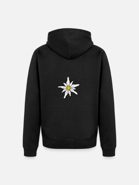 Edelweiss / mountain flower hand drawn - Unisex Premium Organic Zip Hoodie - black