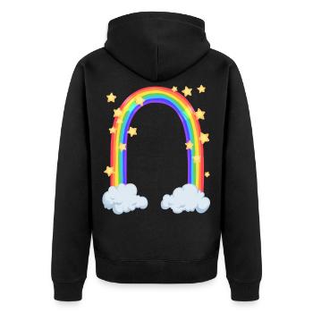 Regenbogen - Unisex Premium Bio Zip Hoodie - Schwarz - Hinten - Nico (187cm)
