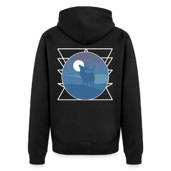 Hirsch im Vollmond Geometrische Form Geschenk - Unisex Premium Bio Zip Hoodie - Schwarz - Hinten - Nico (187cm)