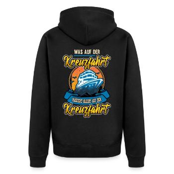 Lustige Kreuzfahrt Urlaub Meer Sprüche Geschenk - Unisex Premium Bio Zip Hoodie - Schwarz - Hinten - Nico (187cm)