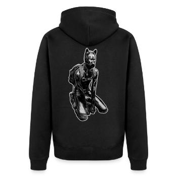 BDSM Doggy Petplay Puppy Play Design für Human Pup - Unisex Premium Bio Zip Hoodie - Schwarz - Hinten - Nico (187cm)